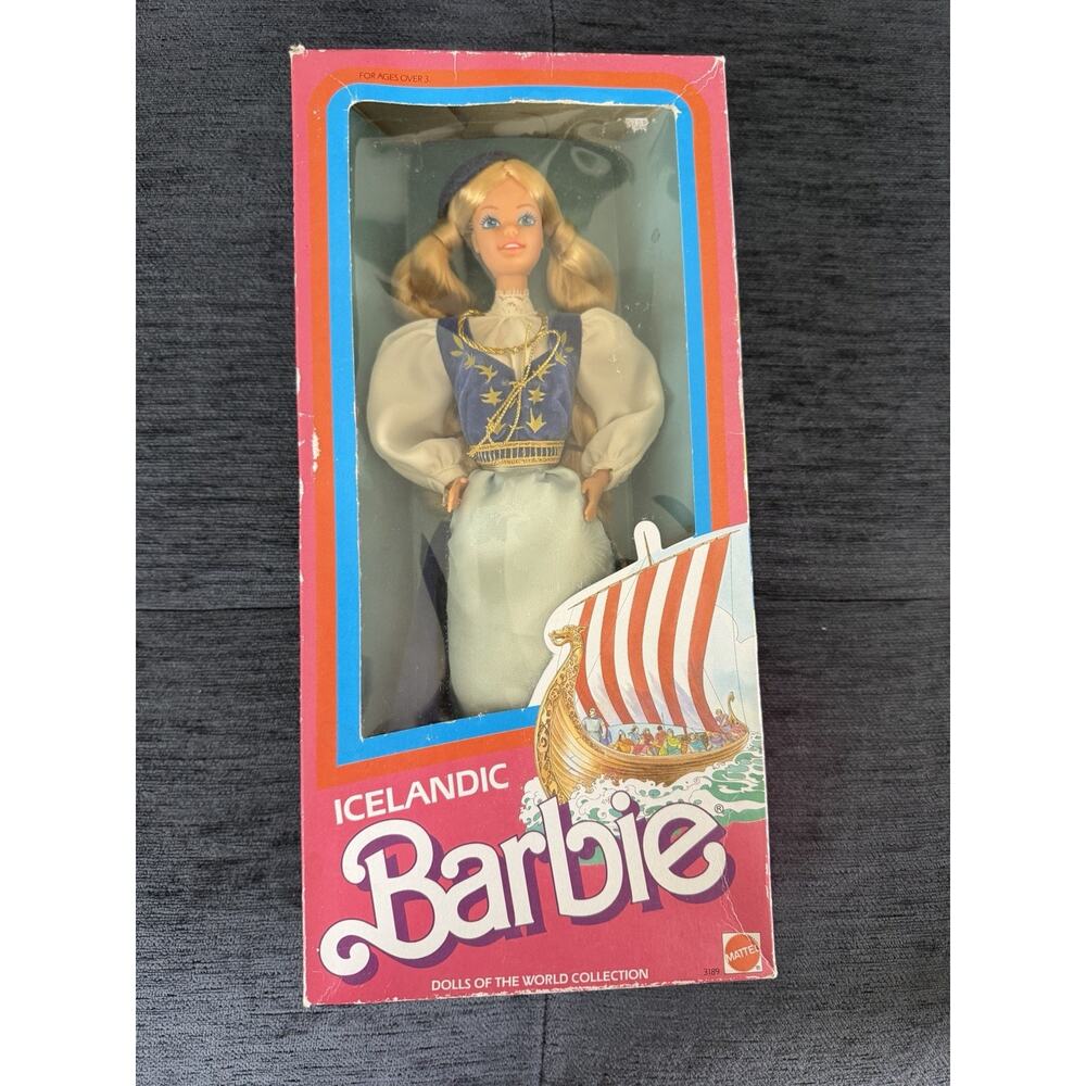 New Box Vintage 1986 Icelandic Barbie Doll #3189 Dolls of the World Collection